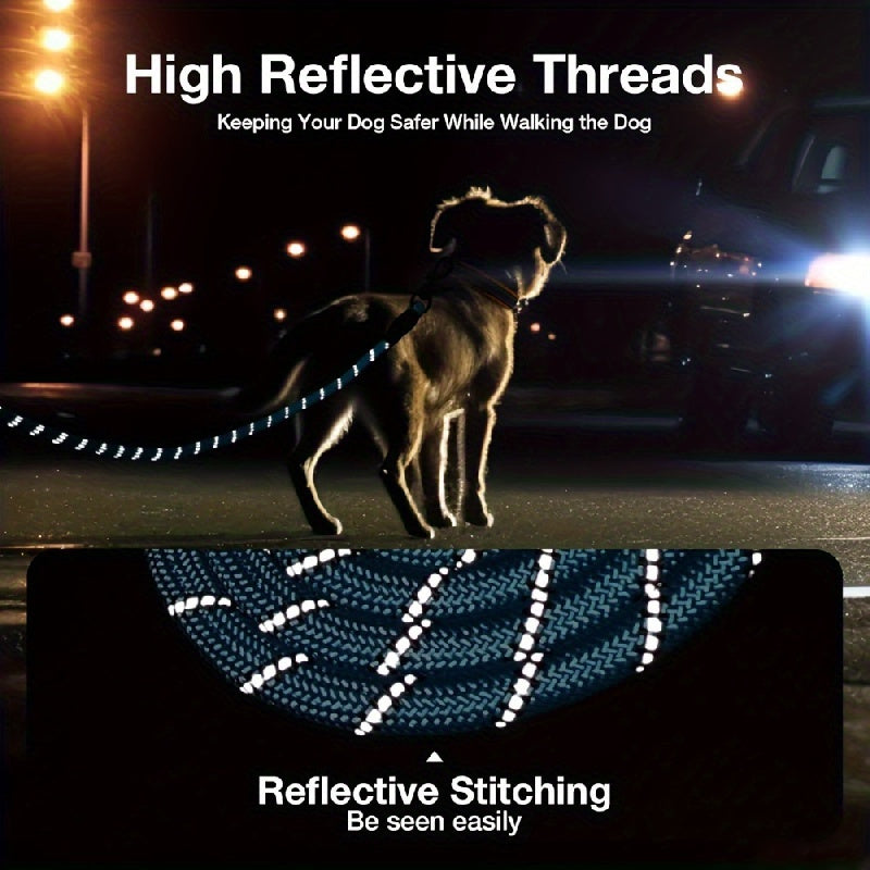 Reflective Nylon Dog Leash for Medium and Large Dogs with Stripes Pattern