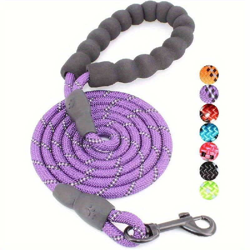 Reflective Nylon Dog Leash for Medium and Large Dogs with Stripes Pattern