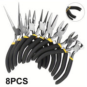 8-Piece Mini Jewelry Pliers Set with Round Curved Needle Nose Pliers for Jewelry Making and Crafting