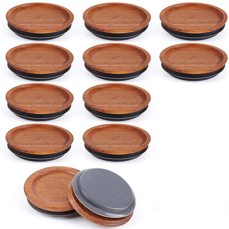 Pack of 12 Wooden Jar Lids for Ball Jars Airtight Silicone Seal Brown