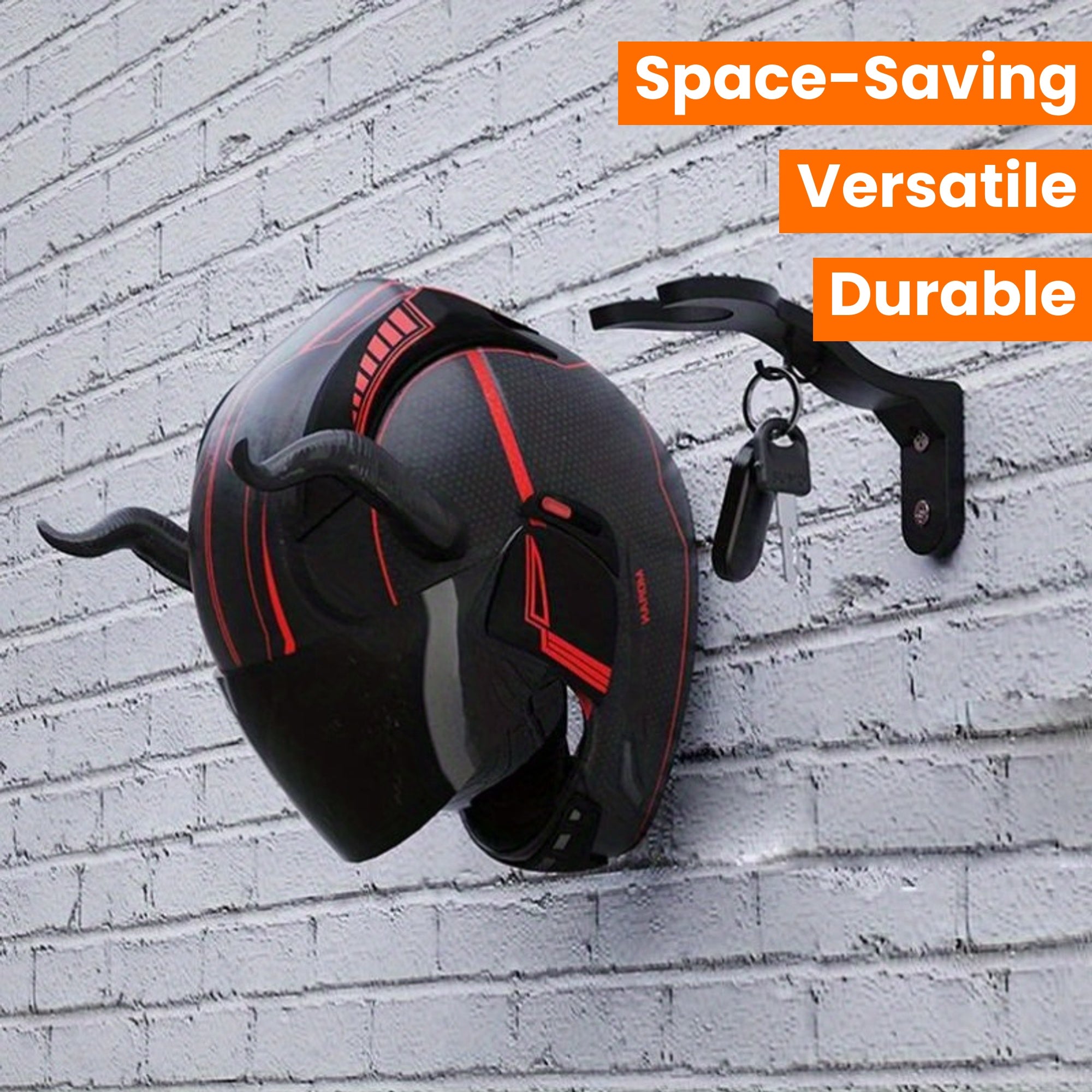 Motorcycle Helmet Hook Rack Durable ABS Stainless Steel Wall-Mount Organizer