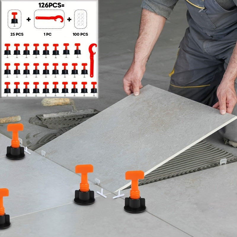 126-Piece Reusable Tile Leveling System with Replaceable Needle Pins for Wall and Floor Tiles