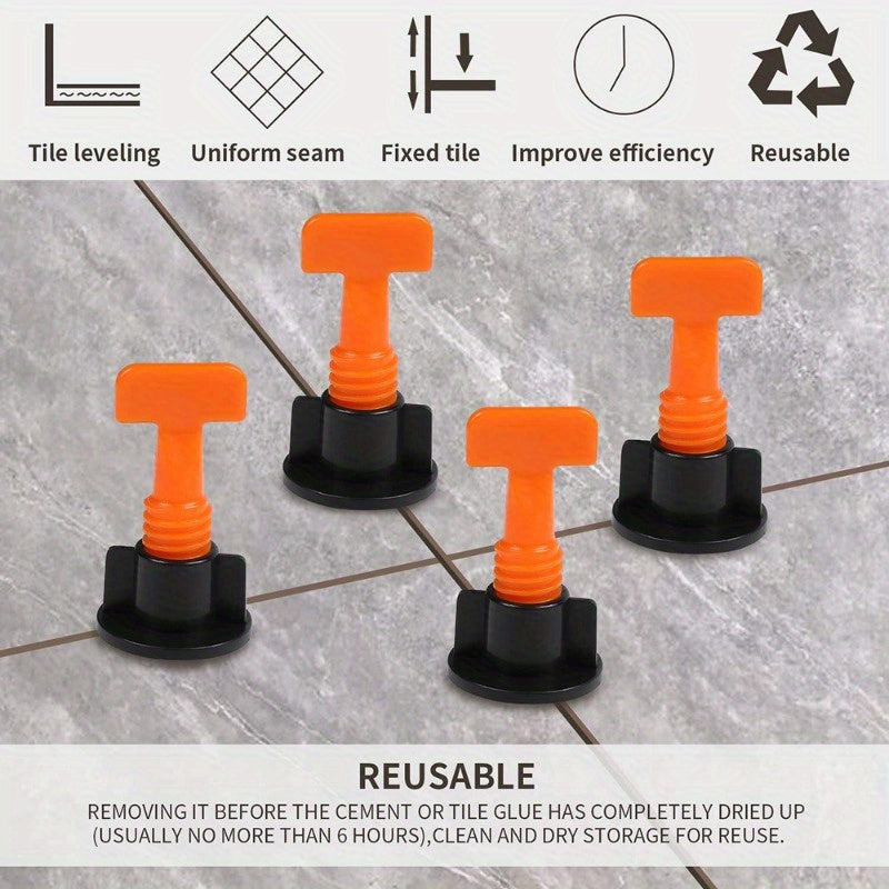 126-Piece Reusable Tile Leveling System with Replaceable Needle Pins for Wall and Floor Tiles