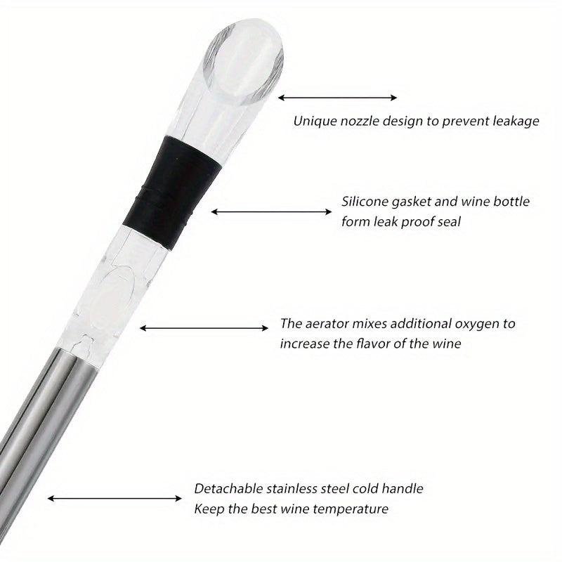 Stainless Steel Wine Chiller Stick with Pourer for Cold Beverages