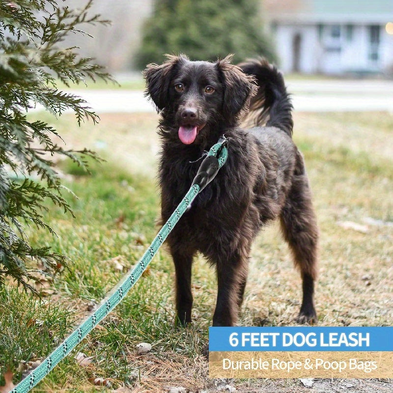 Reflective Nylon Dog Leash for Medium and Large Dogs with Stripes Pattern