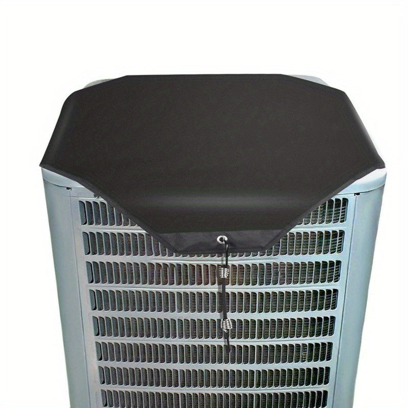 Outdoor Air Conditioner Cover PVC Mesh Dustproof with Hooks Black Oxford Cloth