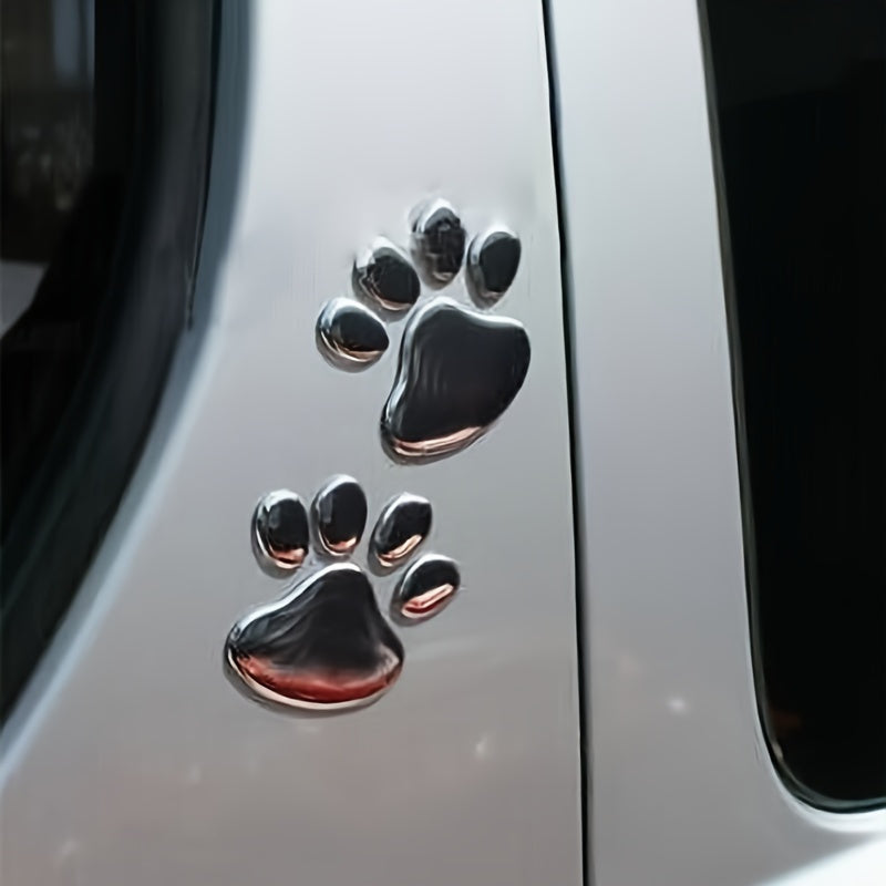2PCS Car Window Bumper Decal Set Dog Cat Paw Footprint PVC Exterior Accessories