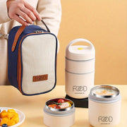 Insulated Stainless Steel Lunch Box Set with Soup and Porridge Cups for Outdoor Use