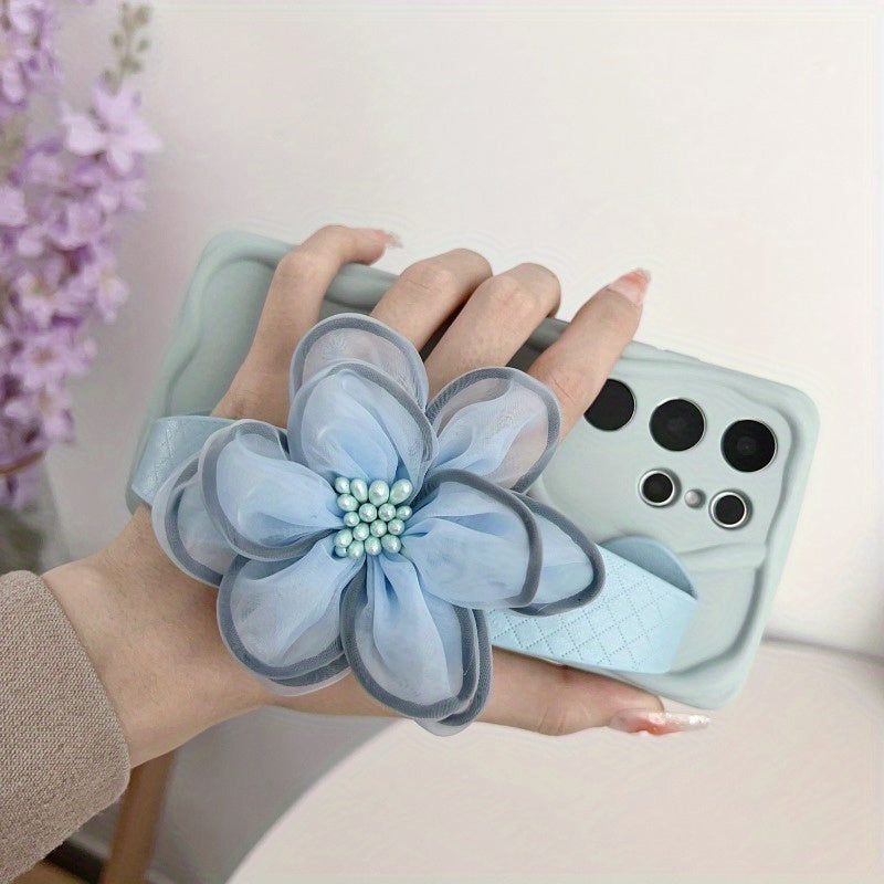 Girls Rose Flower Wristband Phone Case Holder for Samsung Galaxy A Series and S Series