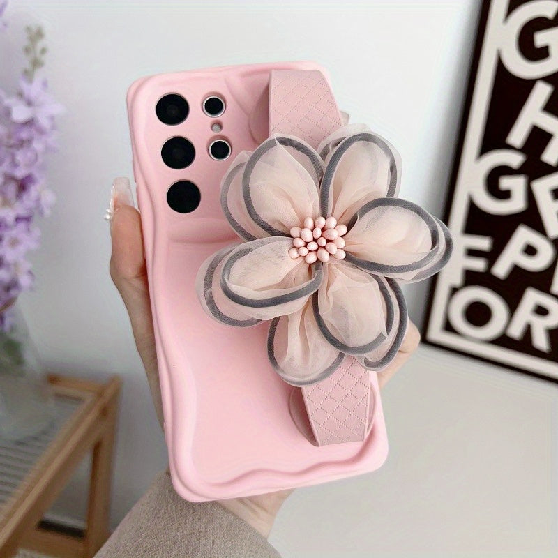 Girls Rose Flower Wristband Phone Case Holder for Samsung Galaxy A Series and S Series