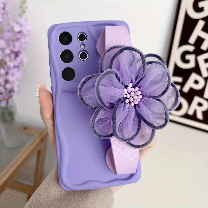 Girls Rose Flower Wristband Phone Case Holder for Samsung Galaxy A Series and S Series