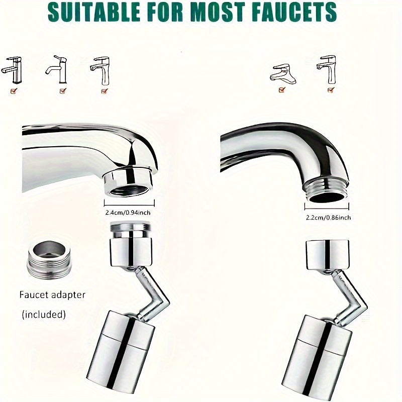 Rotating Faucet Sprayer Attachment for Kitchen Sink with Adjustable Nozzle and Adapter