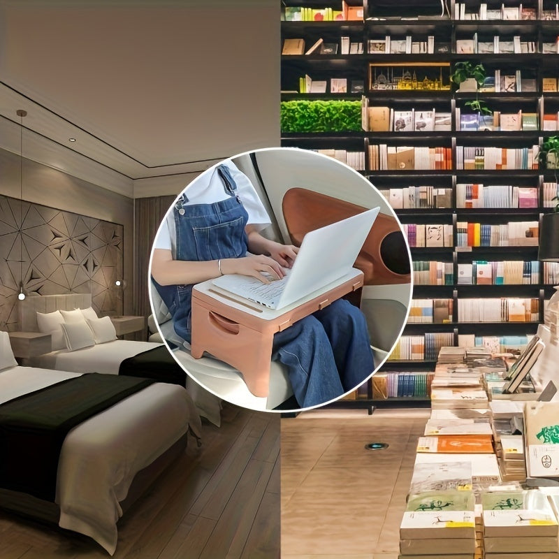 Складной стол для ноутбука с хранилищем, черный, портативный, прочный пластиковый стол для работы, учебы и сервировки