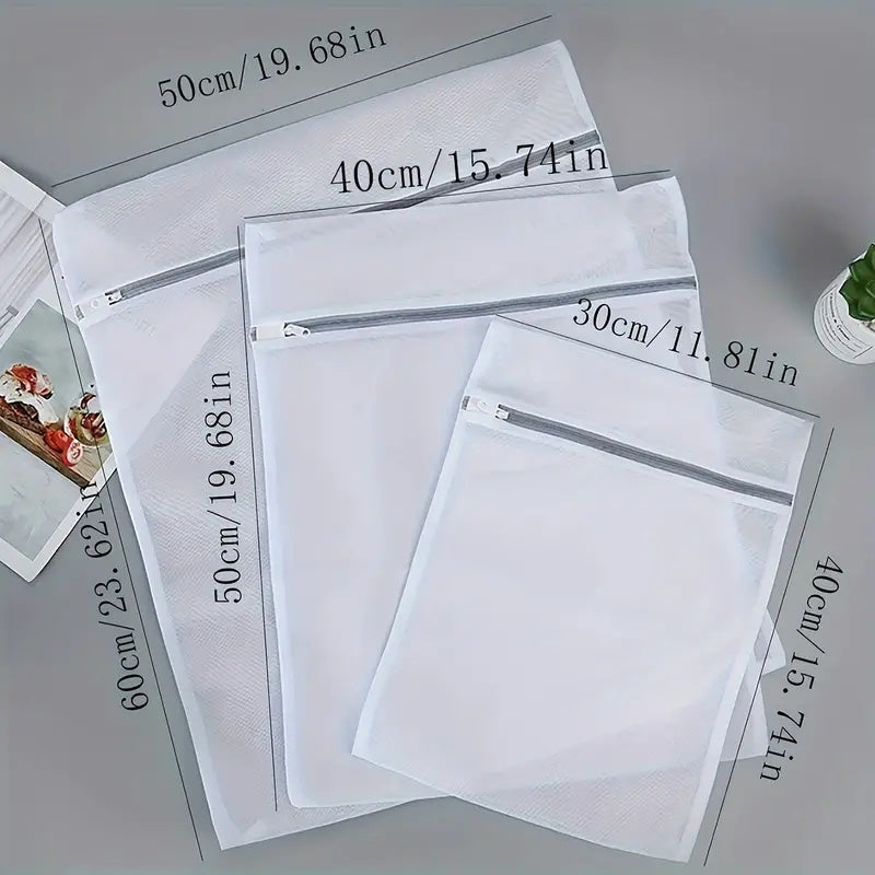 Pack de 3 bolsas de malla para lavandería con cremalleras grises para delicados y viajes