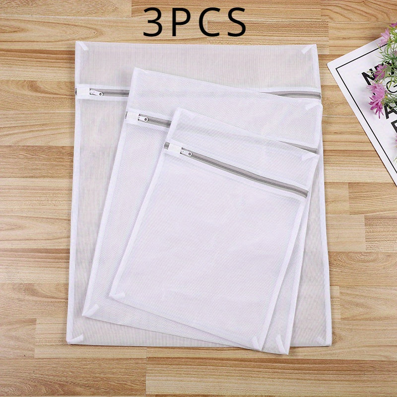 Pack de 3 bolsas de malla para lavandería con cremalleras grises para delicados y viajes