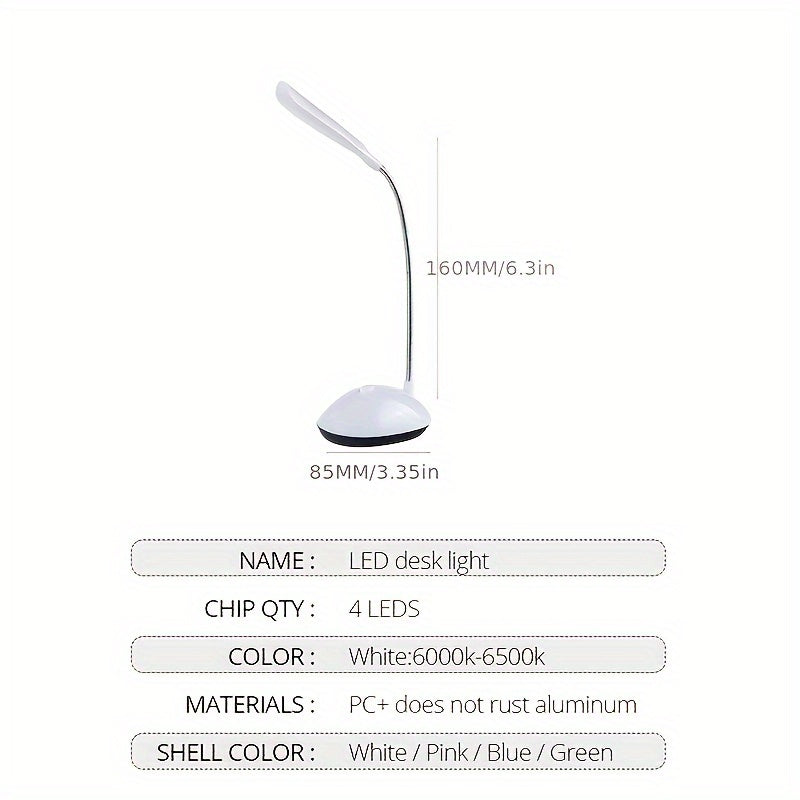 Foldable LED Desk Lamp with 4 Colors Eye-Care Reading Light Battery Powered