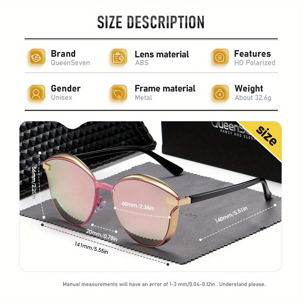 Polarized Cat Eye Sunglasses for Women and Men Mirrored Metal Frame Driving Beach Travel