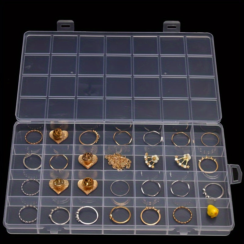 Clear Plastic Jewelry Organizer with Snap Closure Multi-Compartment for Rings Earrings and Necklaces