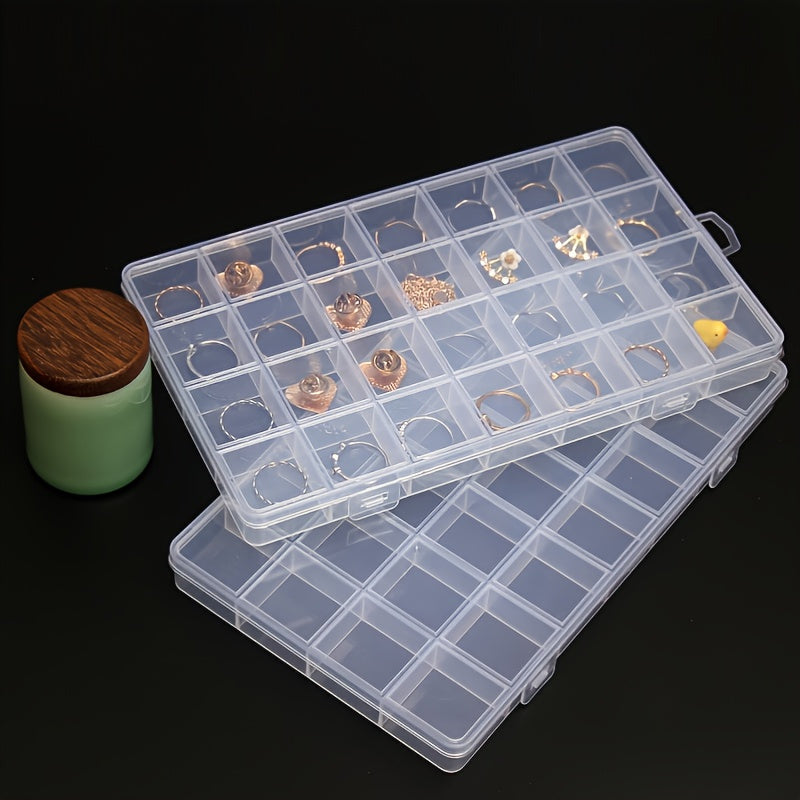 Clear Plastic Jewelry Organizer with Snap Closure Multi-Compartment for Rings Earrings and Necklaces