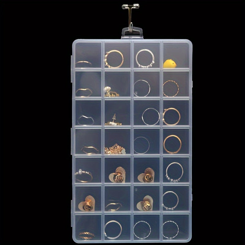 Clear Plastic Jewelry Organizer with Snap Closure Multi-Compartment for Rings Earrings and Necklaces