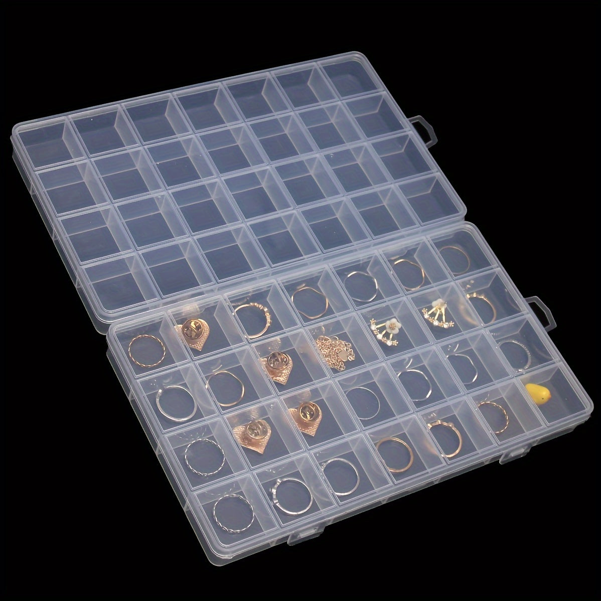 Clear Plastic Jewelry Organizer with Snap Closure Multi-Compartment for Rings Earrings and Necklaces