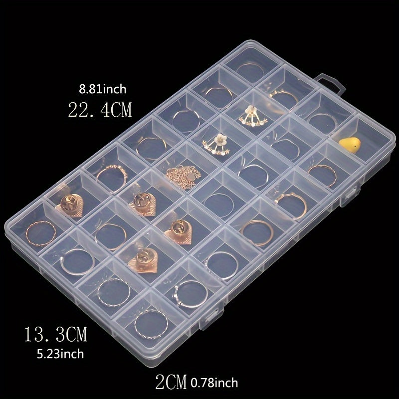 Clear Plastic Jewelry Organizer with Snap Closure Multi-Compartment for Rings Earrings and Necklaces