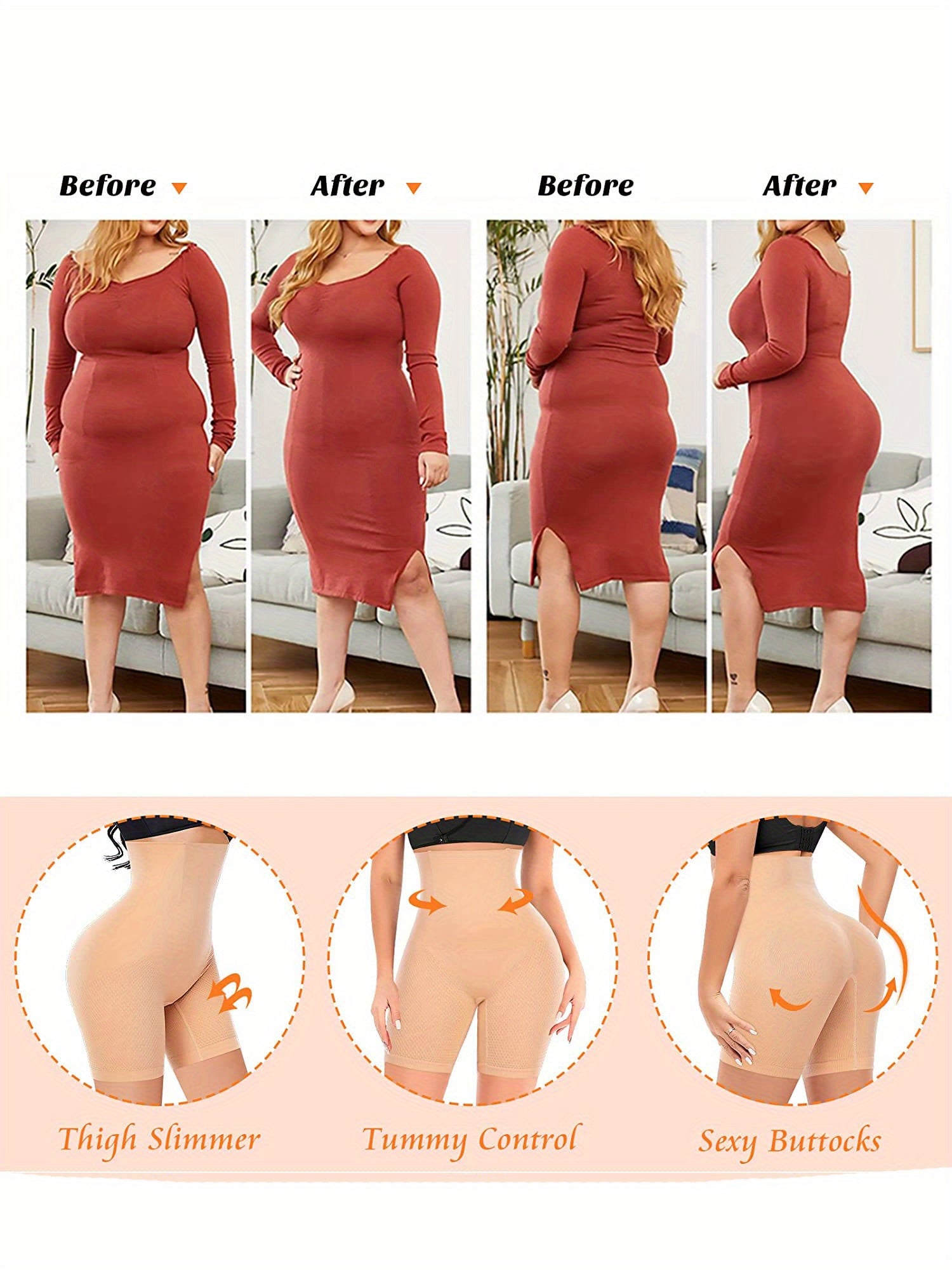 Women's High Waist Shaping Shorts Tummy Control Slimming Compression Solid Color