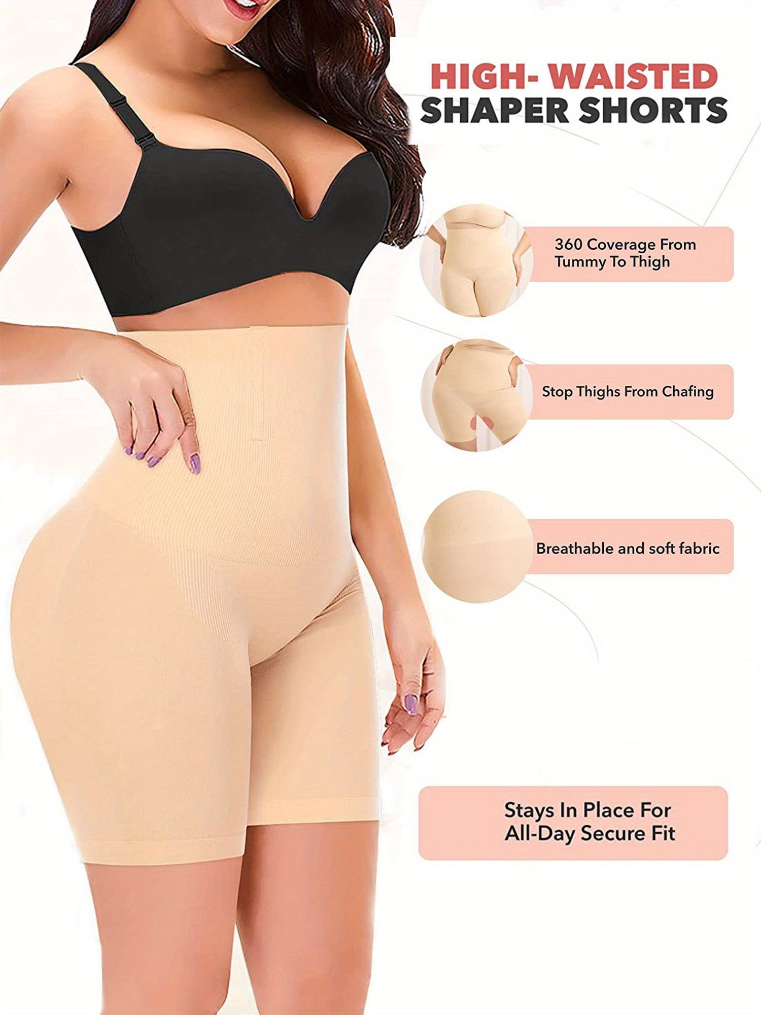 Women's High Waist Shaping Shorts Tummy Control Slimming Compression Solid Color