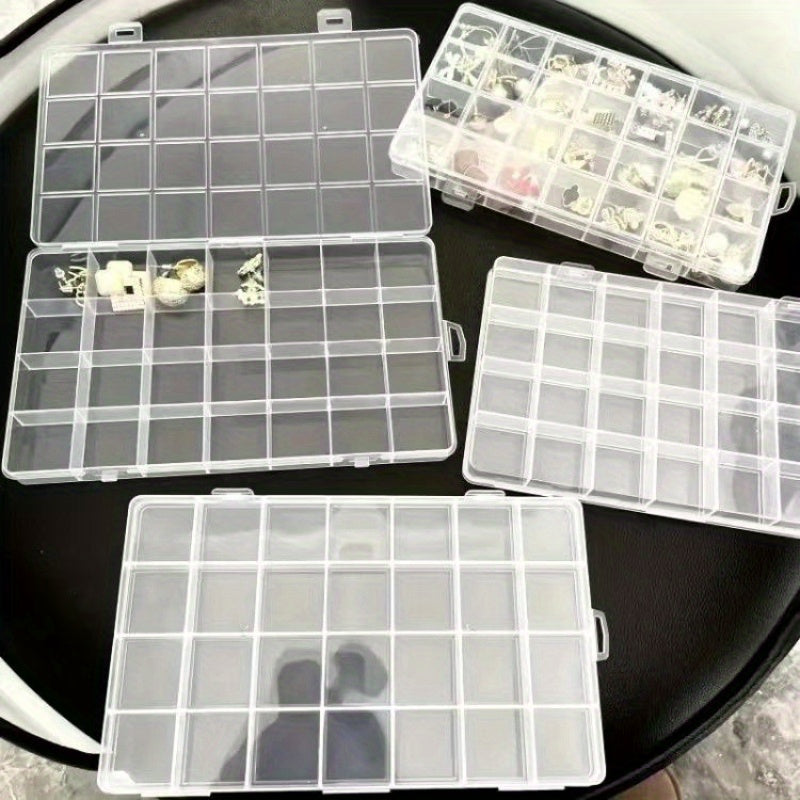 Gran caja de almacenamiento de plástico con tapa, organizador de 24 compartimentos para accesorios de viaje