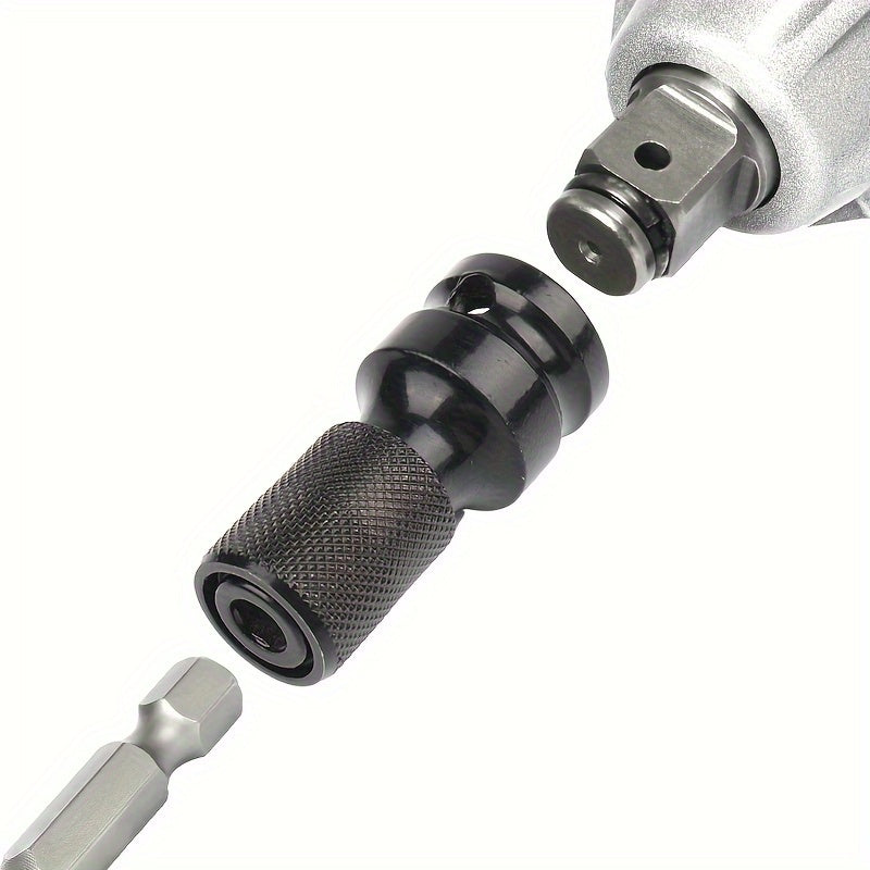 Electric Wrench Drill Chuck Conversion Head Hex 1/2 Turn 1/4 Bit