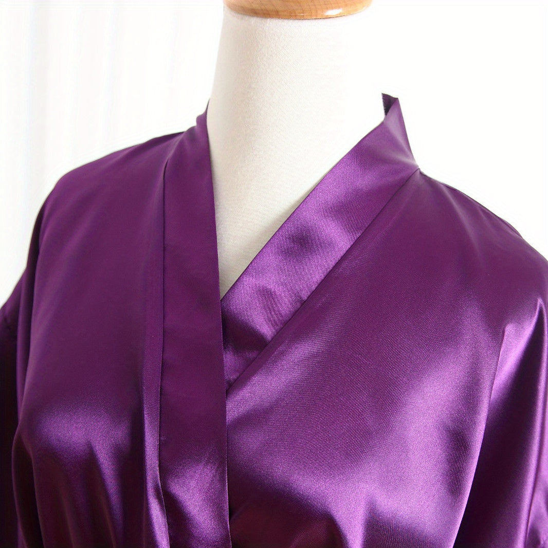 Женский свадебный халат кимоно, пеньюар с поясом, рукава 3/4