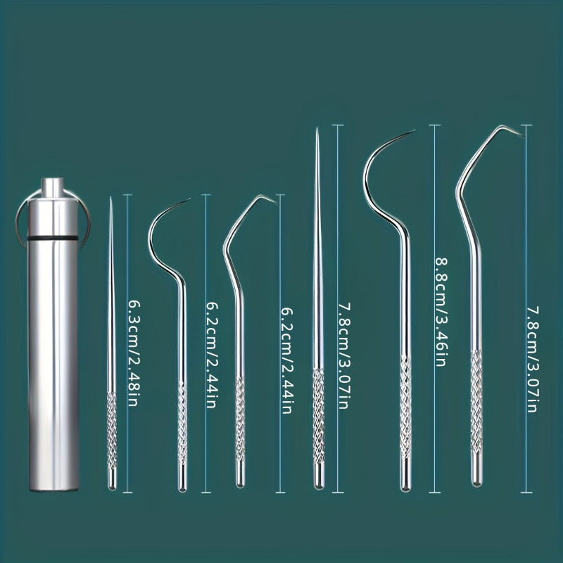 6-Piece Stainless Steel Dental Pick Set Teeth Cleaning Tools Floss Picks