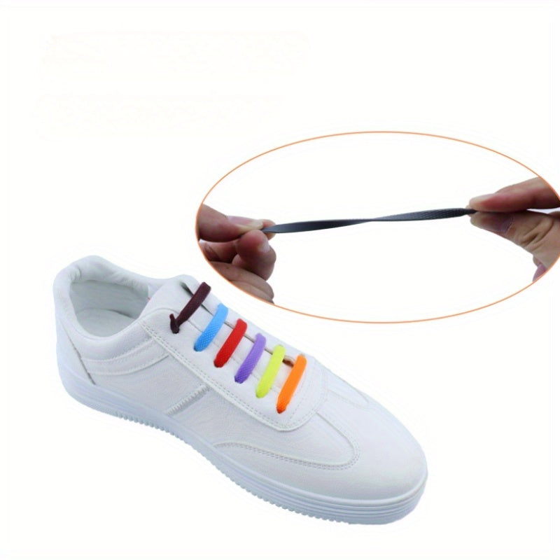 Unisex Elastic No-Tie Shoelaces Set Black White 16 Pairs Durable Plastic