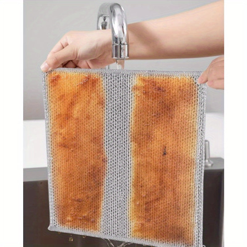 Double-Layer Steel Wire Cleaning Cloths 20cm Non-Stick Kitchen Cleaning Cloths Pack of 6