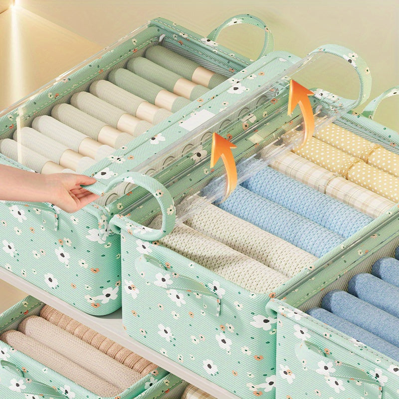 Yotoqxonada yoki mehmonxonada kiyimlar va uy-ro'zg'or buyumlari uchun kichik mato saqlash qutisi