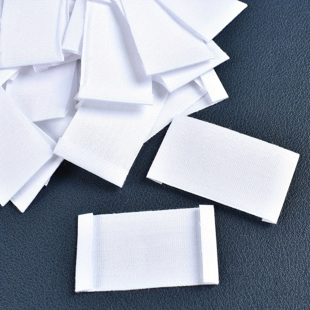 Set of 48 White Fabric Labels for Clothing and Packaging Decoration