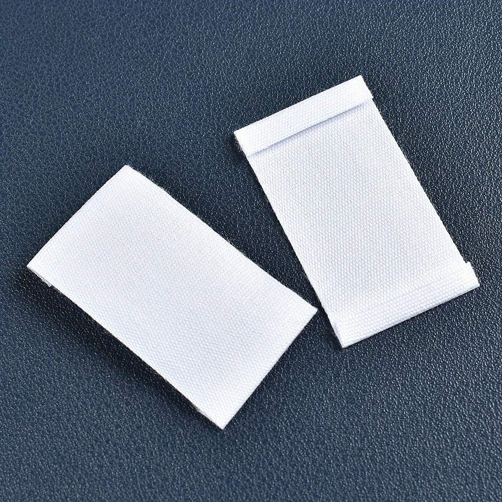 Set of 48 White Fabric Labels for Clothing and Packaging Decoration