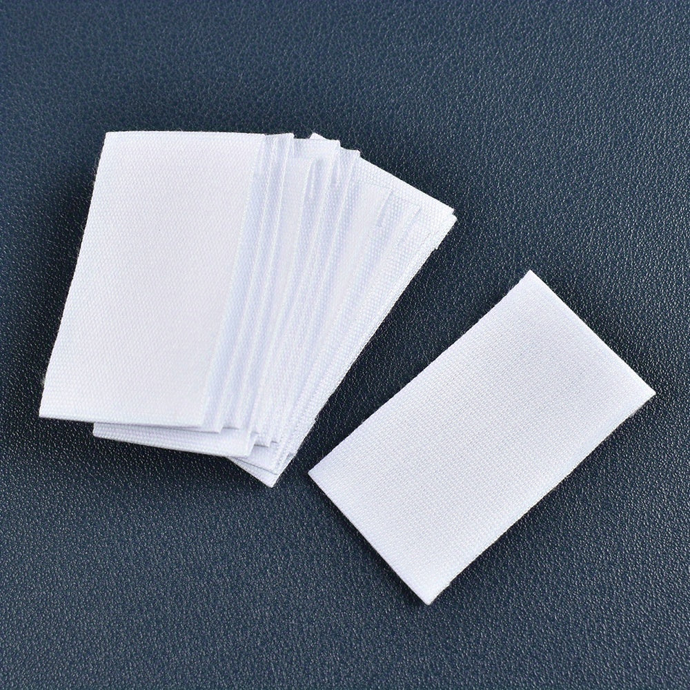 Set of 48 White Fabric Labels for Clothing and Packaging Decoration