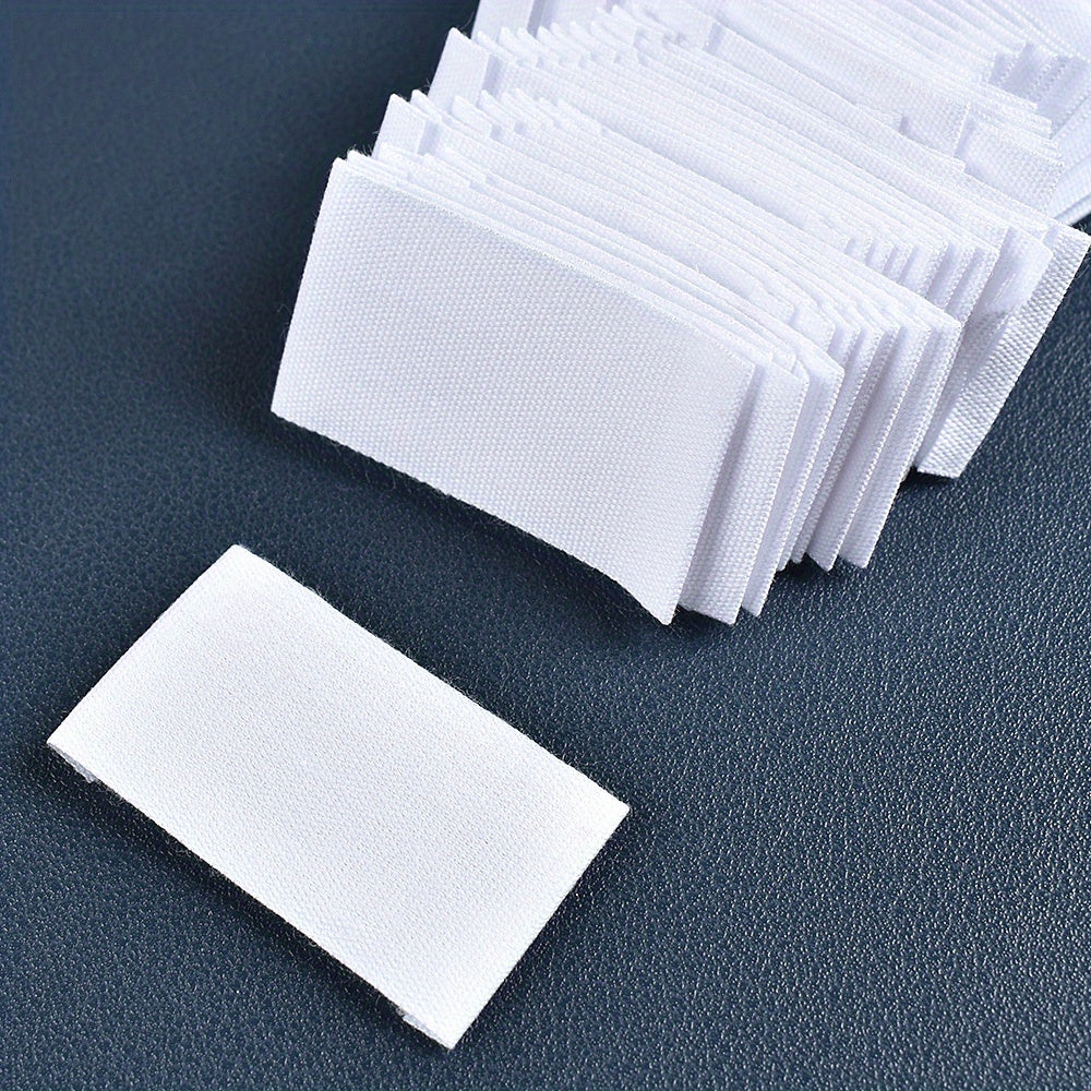 Set of 48 White Fabric Labels for Clothing and Packaging Decoration