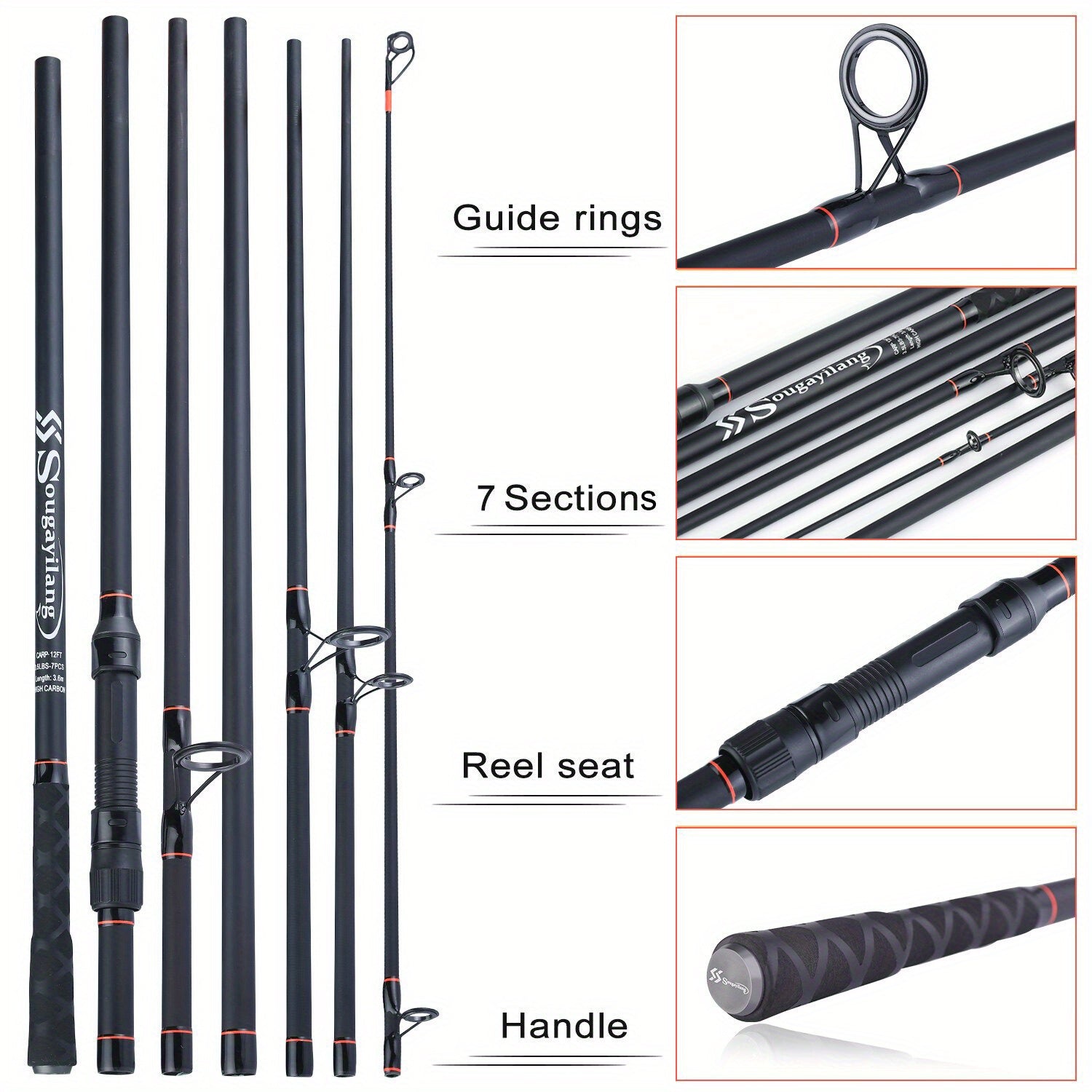 Carbon Fiber Carp Fishing Rod 3m 3.6m Medium Spinning Handle for Advanced Anglers