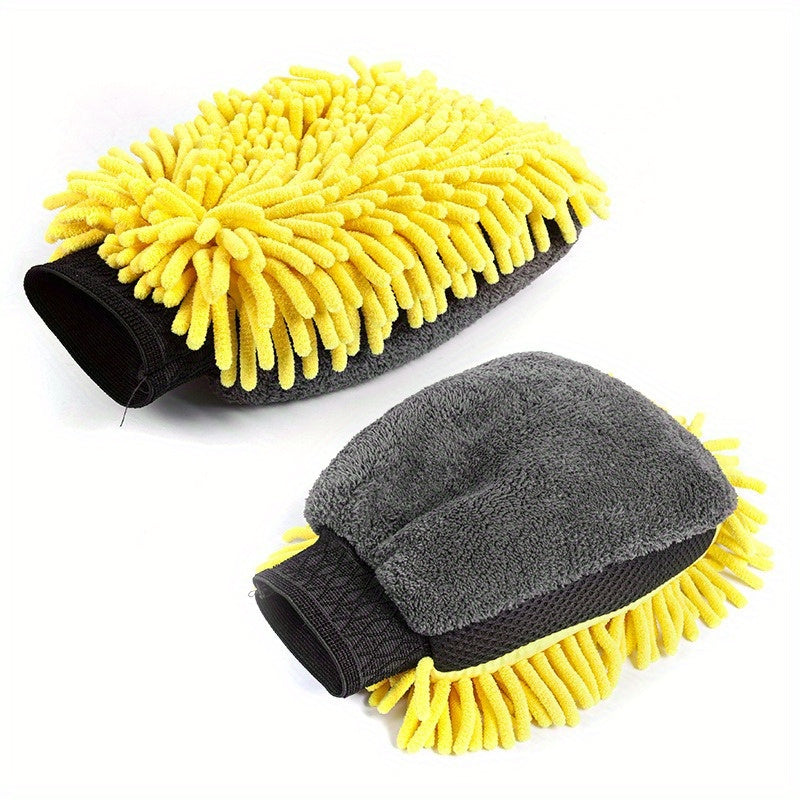 Chenille Microfiber Car Wash Mitt Double-Sided Scratch-Free Cleaning Tool