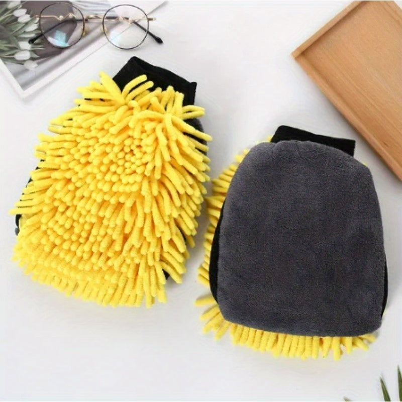 Chenille Microfiber Car Wash Mitt Double-Sided Scratch-Free Cleaning Tool