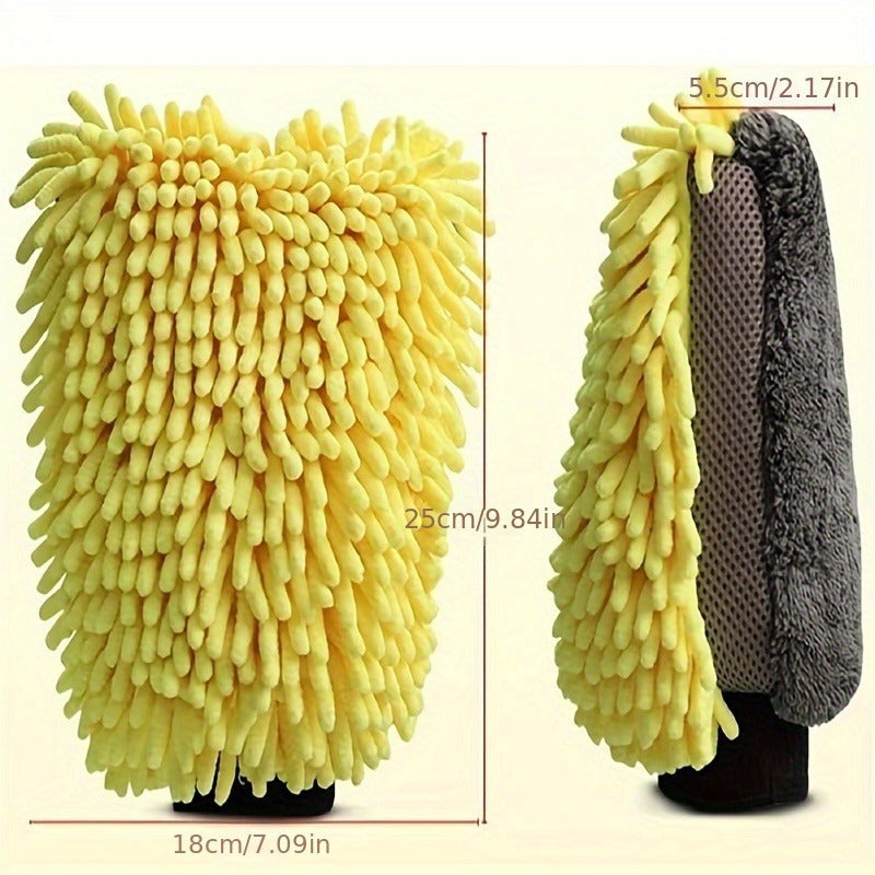 Chenille Microfiber Car Wash Mitt Double-Sided Scratch-Free Cleaning Tool