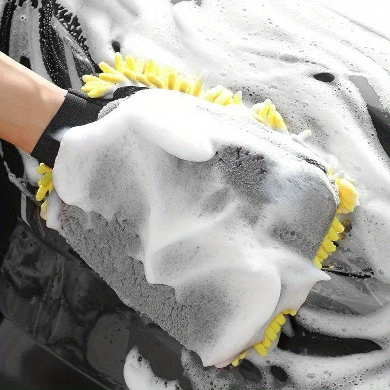 Chenille Microfiber Car Wash Mitt Double-Sided Scratch-Free Cleaning Tool