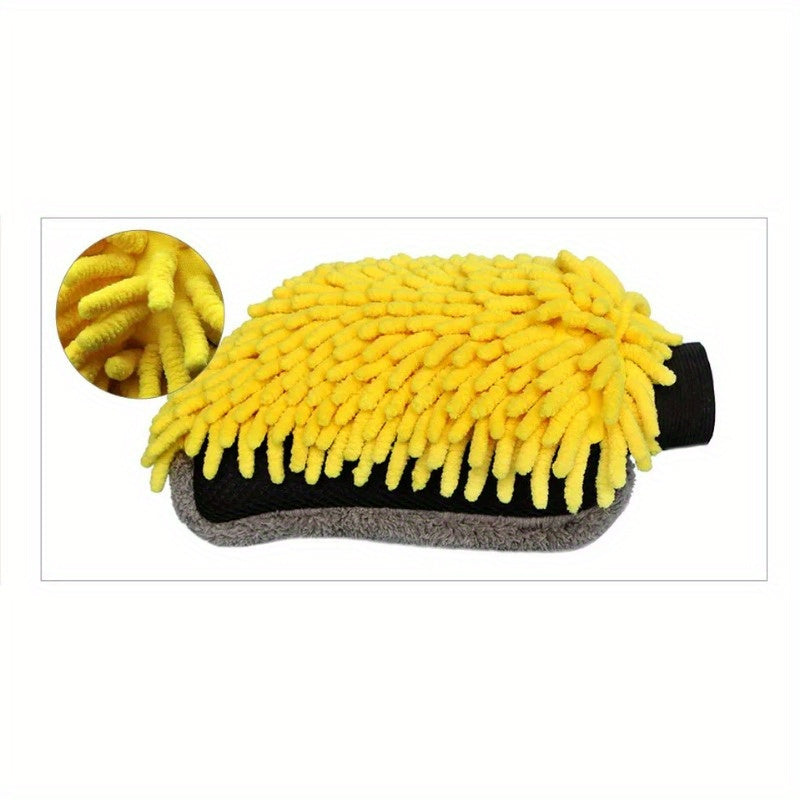 Chenille Microfiber Car Wash Mitt Double-Sided Scratch-Free Cleaning Tool