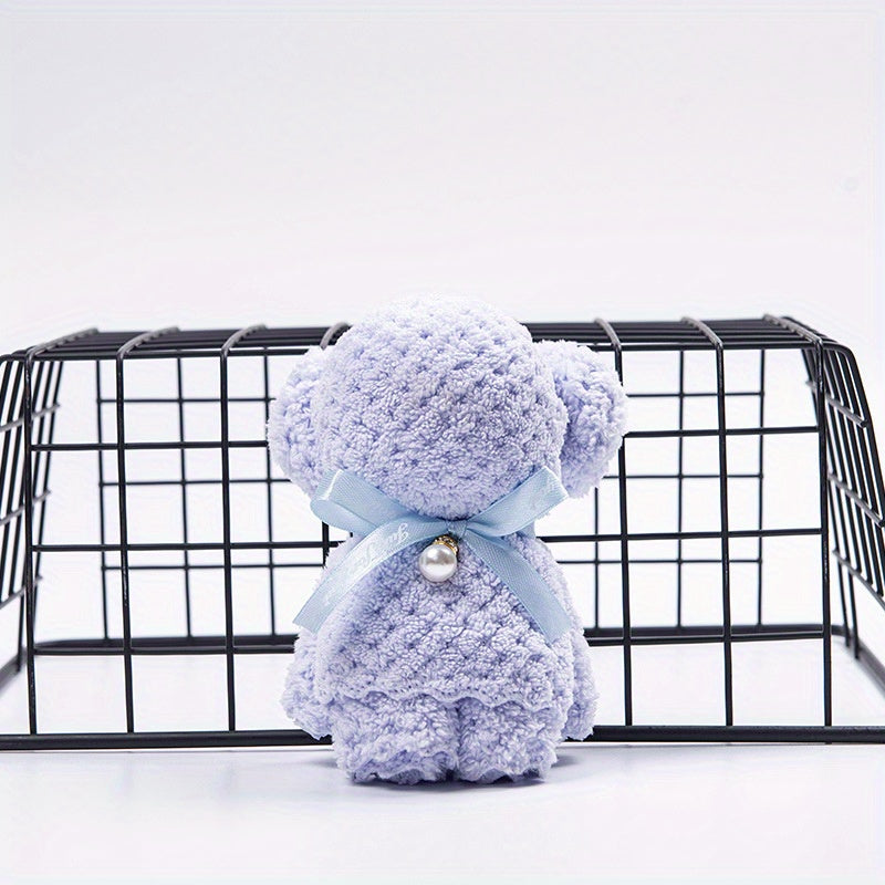 Premium High-Absorbent Knitted Cartoon Bear Polyester Towel