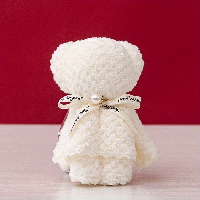 Premium High-Absorbent Knitted Cartoon Bear Polyester Towel