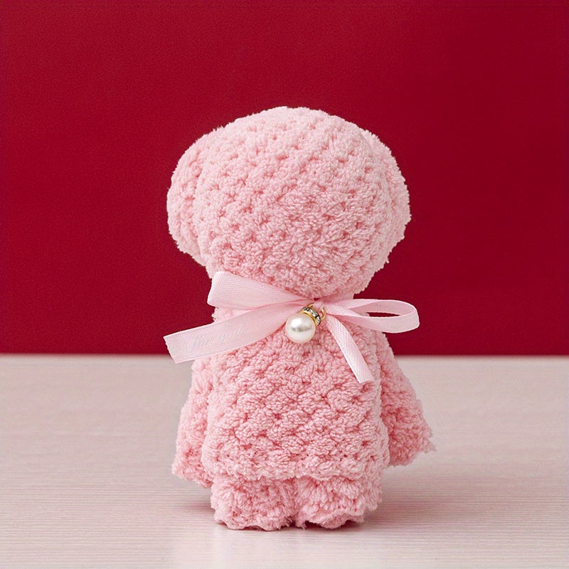 Premium High-Absorbent Knitted Cartoon Bear Polyester Towel