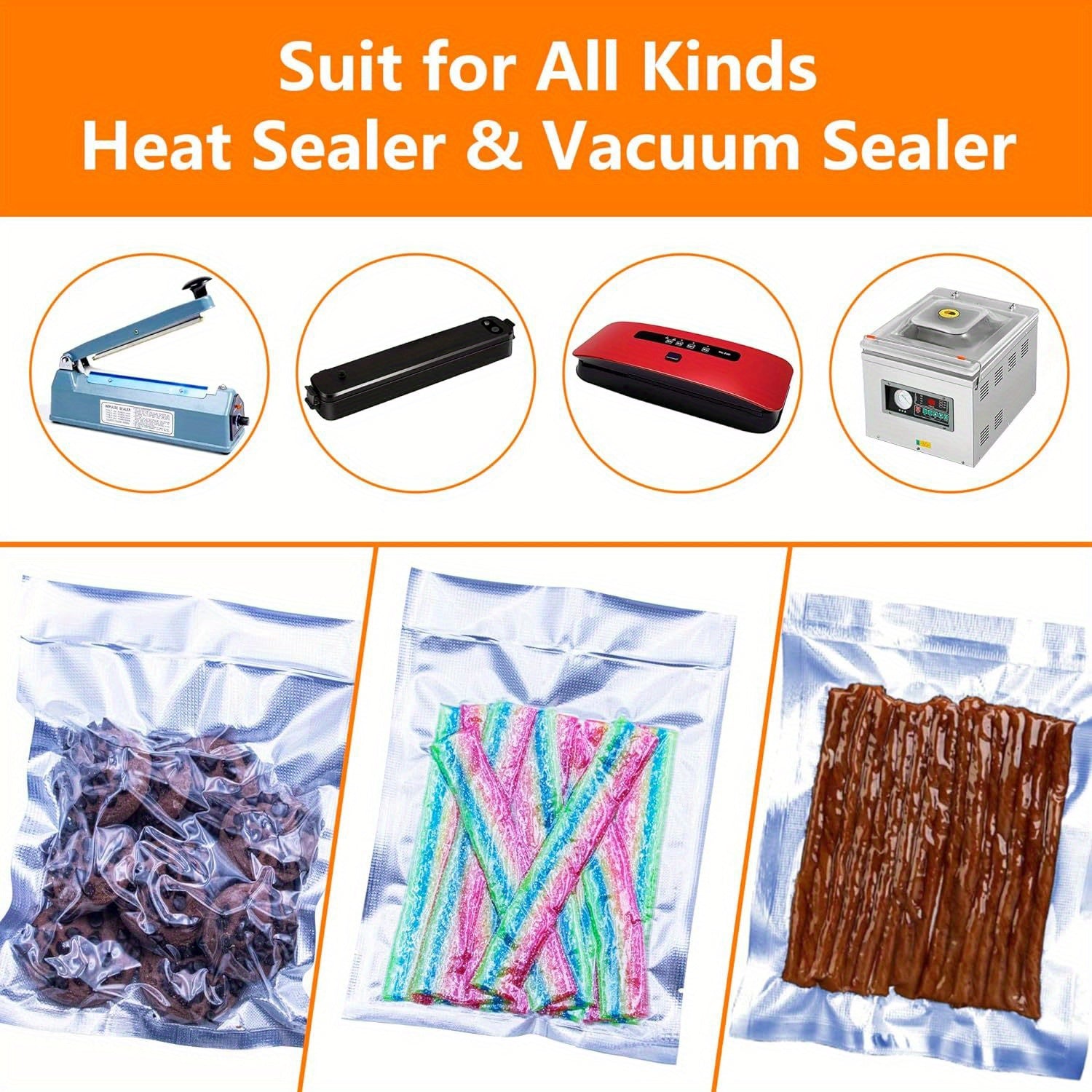 100 Pieces Transparent Vacuum Sealer Bags for Food Storage and Preservation