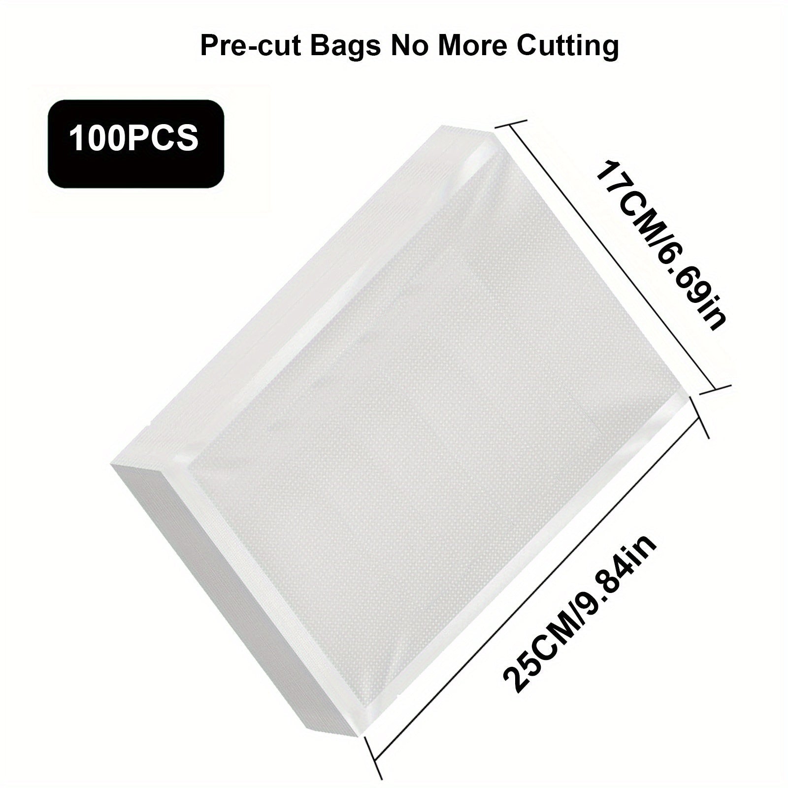 100 Pieces Transparent Vacuum Sealer Bags for Food Storage and Preservation